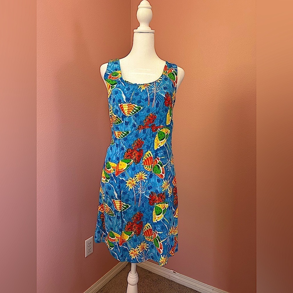 VTG 90s resort-wear made USA tropical colorful beach vacay swim suit coverup M - Picture 3 of 11